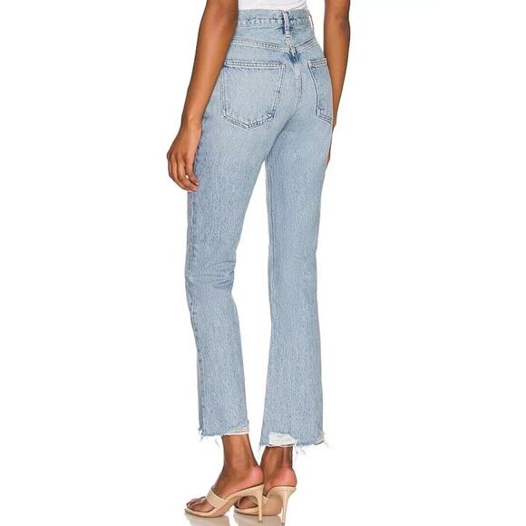 AGOLDE Relaxed Boot Jeans in Curio Size 25 Mid Rise Raw Hem Button Fly - Picture 3 of 13